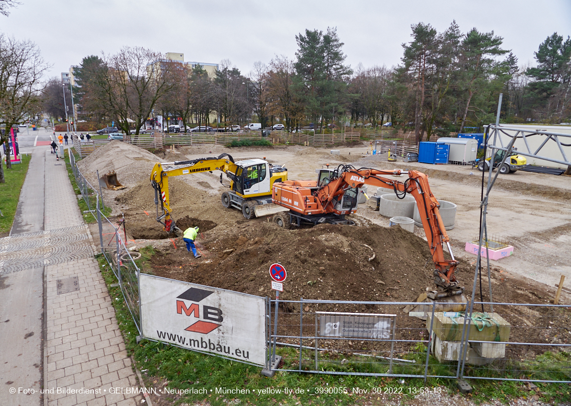 30.11.2022 - Baustelle an der Quiddestraße Haus für Kinder in Neuperlach